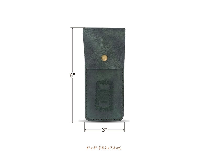 Full-Grain Leather Pen Sleeve – Psalm 23:4 Embossed, Eden Green Cowhide image 6
