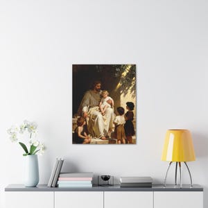 Cuadro decorativo «Dejen venir a los niños» / Jesús con los niños, Marcos 10:14. Decoración cristiana para guardería, regalo de bautismo. imagen 11