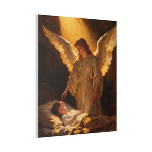 Guardian Angel Canvas Wall Art | Sleeping Child Nursery Decor, Psalm 91:11 Christian Baby Gift, Baptism Keepsake Art afbeelding 10