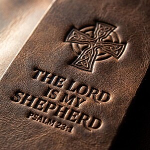 The Lord is My Shepherd Leather Bible Bookmark – Psalm 23:1, Full-Grain Cowhide Tassel image 3
