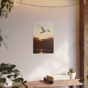 Dove and Olive Branch Poster | Peace Christian Wall Art, Genesis 8:11 Minimalist Scripture Print, Baptism Gift Decor image 5