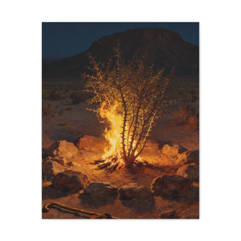 Cuadro de la Zarza Ardiente / Pintura del Lugar Sagrado de Éxodo 3:5, Arte Bíblico de Moisés, Regalo para la Llamada Cristiana imagen 9
