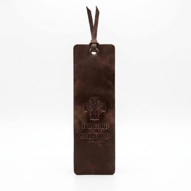 The Lord is My Shepherd Leather Bible Bookmark – Psalm 23:1, Full-Grain Cowhide Tassel image 4