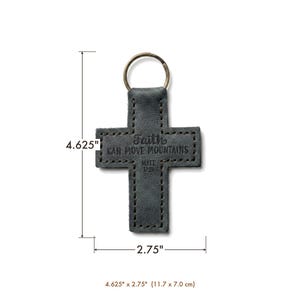 Faith Can Move Mountains Leather Cross Keychain — Christian Gift, Full-Grain Cowhide, Eden Green image 5