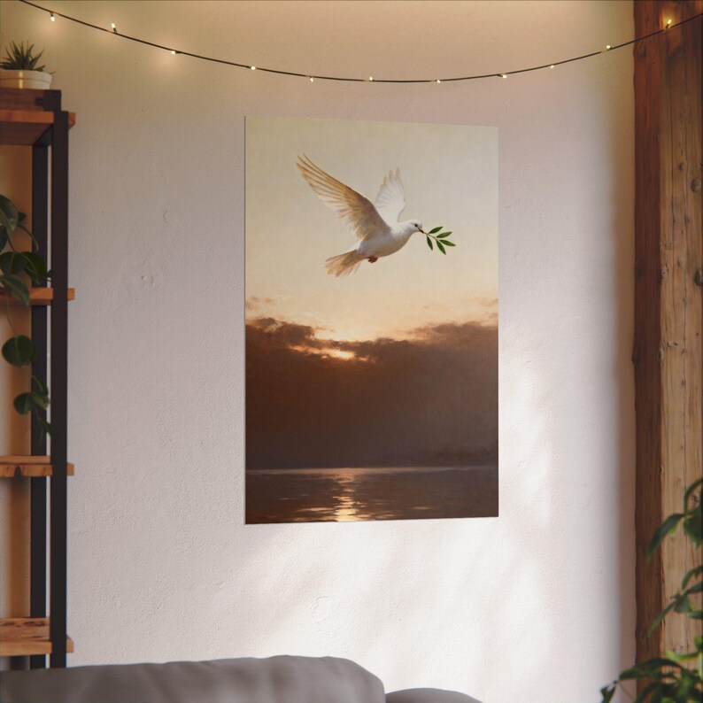 Dove and Olive Branch Poster | Peace Christian Wall Art, Genesis 8:11 Minimalist Scripture Print, Baptism Gift Decor image 15