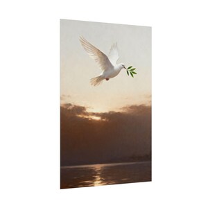 Dove and Olive Branch Poster | Peace Christian Wall Art, Genesis 8:11 Minimalist Scripture Print, Baptism Gift Decor image 13