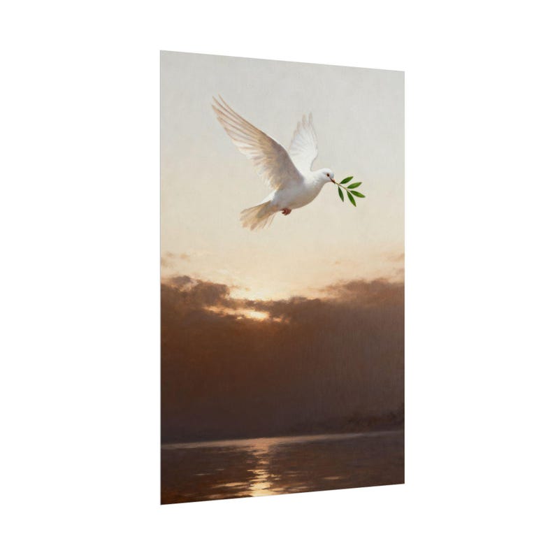 Dove and Olive Branch Poster | Peace Christian Wall Art, Genesis 8:11 Minimalist Scripture Print, Baptism Gift Decor image 13