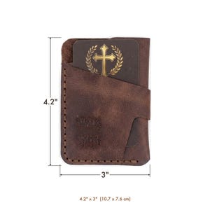 Walk by Faith Leather Vertical Card Holder — Christian Gift, Full-Grain Cowhide, Jordan Brown image 6