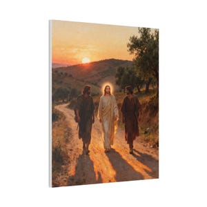 Road to Emmaus Canvas Wall Art | Luke 24:32 Did Not Our Hearts Burn, Christian Journey Painting, Faith Gift zdjęcie 10