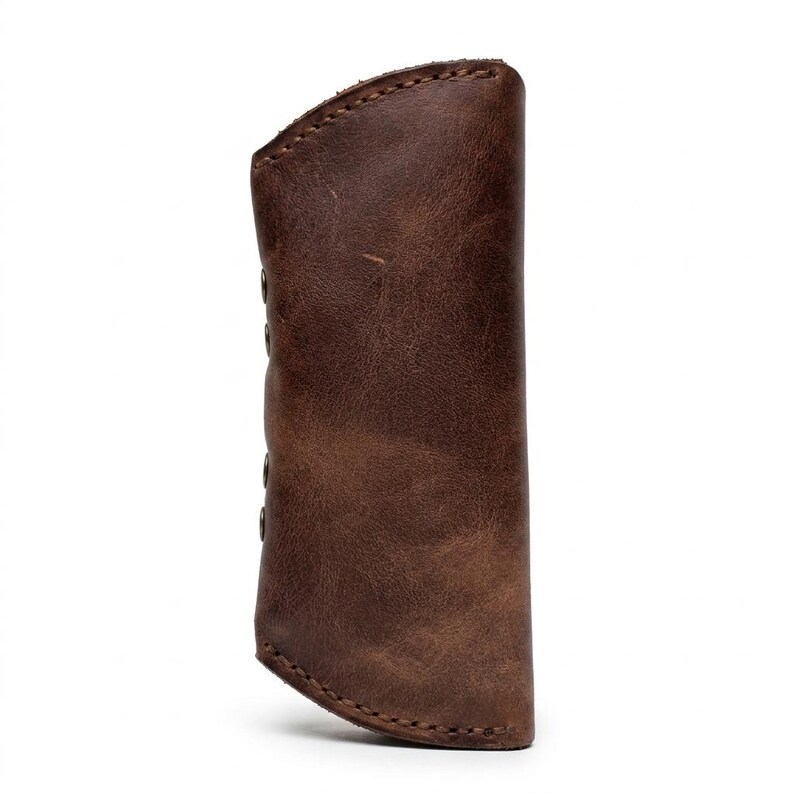 Full-Grain Leather Eyeglass Case — Christian Gift, Genuine Cowhide, Jordan Brown image 5