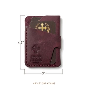 The Lord Is My Shepherd Leather Vertical Card Holder — Christian Gift, Full-Grain Cowhide, Pentecost Red imagen 6