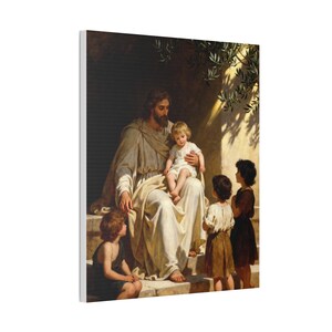 Cuadro decorativo «Dejen venir a los niños» / Jesús con los niños, Marcos 10:14. Decoración cristiana para guardería, regalo de bautismo. imagen 6