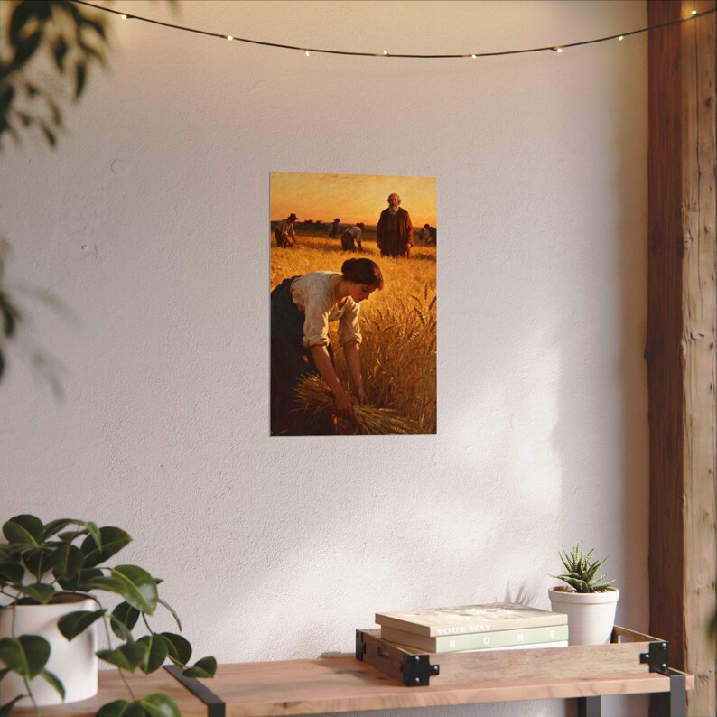 Ruth in the Field Poster | Ruth 2:12 Under His Wings, Harvest Bible Art, Christian Wedding Gift Print image 5