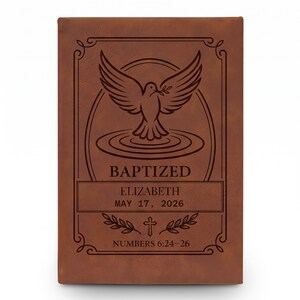 Baptized Dove Engraving Journal | Vegan Leather Personalized Baptism Journal image 7