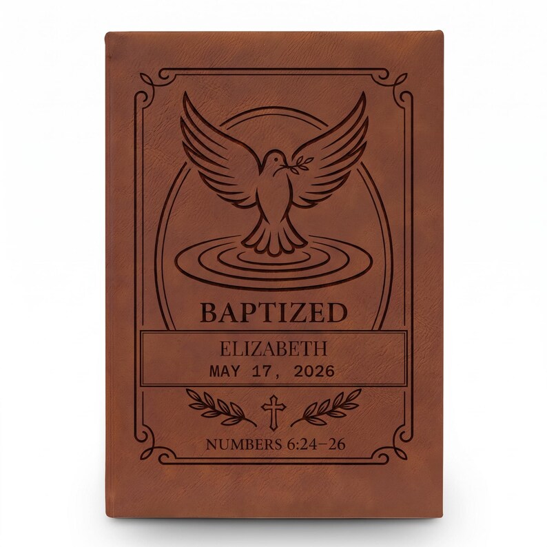 Baptized Dove Engraving Journal | Vegan Leather Personalized Baptism Journal image 7
