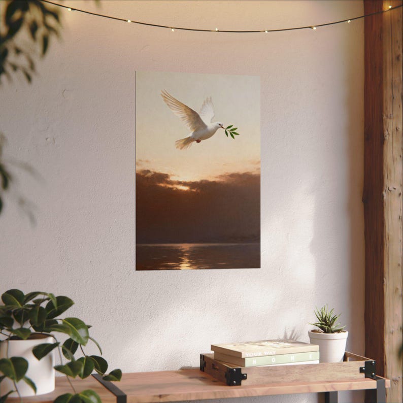 Dove and Olive Branch Poster | Peace Christian Wall Art, Genesis 8:11 Minimalist Scripture Print, Baptism Gift Decor image 10