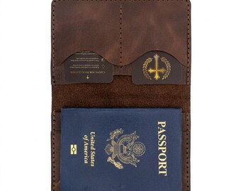 Pastor Appreciation Gift, I Will Fear No Evil Leather Passport Holder, Christian Gift for Pastor or Minister, Full Grain Leather