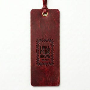 I Will Fear No Evil Leather Bookmark – Full-Grain Cowhide Bible Verse Tassel image 5