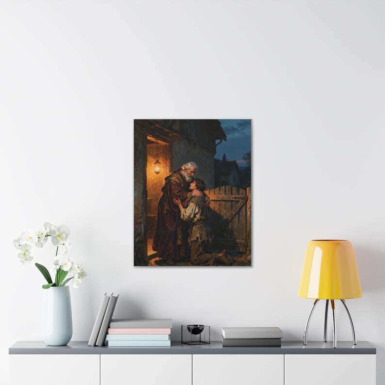 The Prodigal Son Canvas Wall Art | Father's Embrace, Luke 15:20 Forgiveness Christian Decor, Reconciliation Faith Gift zdjęcie 11