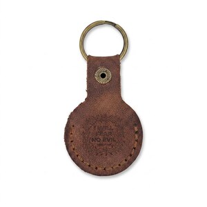 I Will Fear No Evil Leather AirTag Keychain — Christian Gift, Full-Grain Cowhide, Jordan Brown image 2