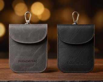 Leather Faraday Key Fob Protector Set, RFID Signal Blocking Car Key Pouch