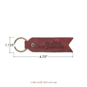 The Lord Is My Shepherd Leather Flat Keychain — Christian Gift, Full-Grain Cowhide, Pentecost Red image 5