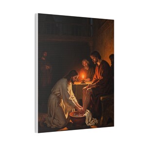 Jesus Washing Feet Canvas Wall Art | John 13:14 Servant Leadership Gift, Foot Washing Painting, Pastor Appreciation image 6