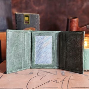 Mens Trifold Leather Wallet - RFID Blocking Design - Top Grain Custom Wallet | Apex Jade