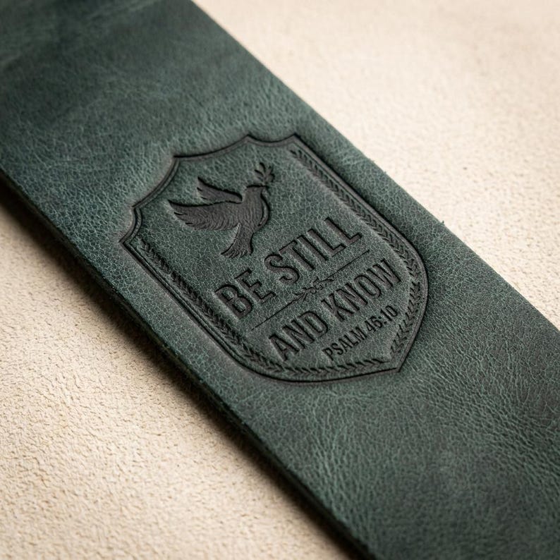 Be Still and Know Leather Bible Bookmark – Eden Green Full-Grain Cowhide Tassel Christian Gift afbeelding 6