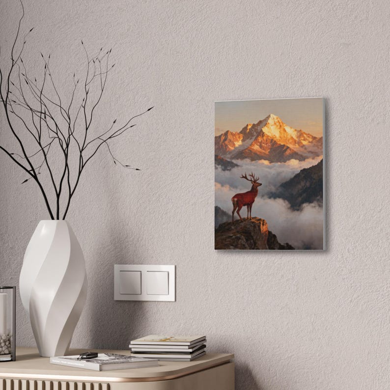 Hinds Feet on High Places Canvas | Habakkuk 3:19 Deer Mountain Wall Art, Christian Strength Gift, Scripture Decor image 4