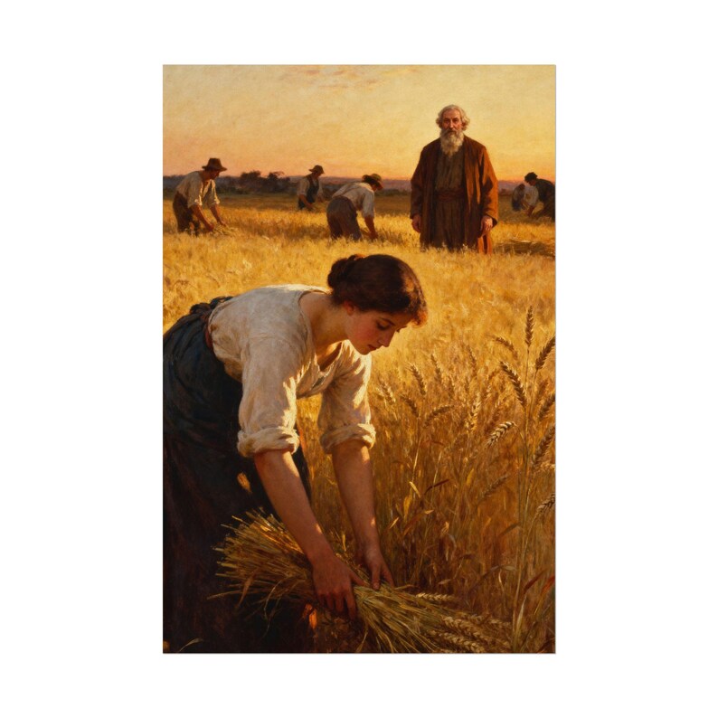 Ruth in the Field Poster | Ruth 2:12 Under His Wings, Harvest Bible Art, Christian Wedding Gift Print image 6