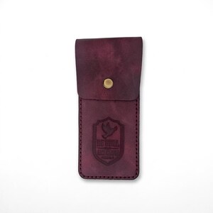 Be Still and Know Leather Pen Sleeve Case — Christian Gift, Full-Grain Cowhide, Pentecost Red image 4