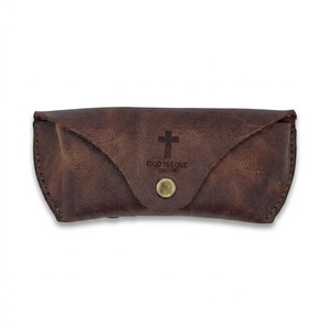 Full-Grain Leather Eyeglass Case — Christian Gift, Genuine Cowhide, Jordan Brown image 4