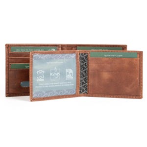 Cartera de cuero para hombre con tarjetero extraíble - Billetera plegable delgada con bloqueo RFID - Billetera personalizada de grano superior / Solo Dynamic Agate