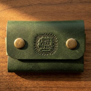 Full-Grain Leather Card Holder – Psalm 23:4 Snap Wallet image 1