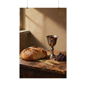 Bread and Cup Poster | Communion Wall Art, John 6:35 Bread of Life Print, First Communion Gift, Christian Kitchen Decor image 12