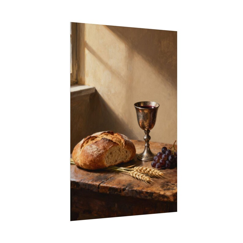 Bread and Cup Poster | Communion Wall Art, John 6:35 Bread of Life Print, First Communion Gift, Christian Kitchen Decor image 13