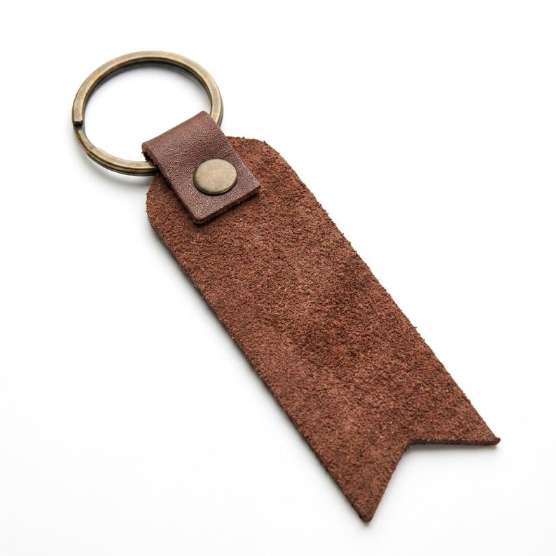 Be Still and Know Leather Flat Keychain — Christian Gift, Full-Grain Cowhide, Jordan Brown image 3