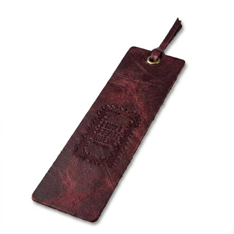 I Will Fear No Evil Leather Bookmark – Full-Grain Cowhide Bible Verse Tassel image 6