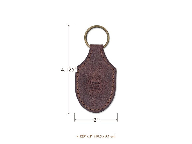 I Will Fear No Evil Leather Stitched Keychain — Christian Gift, Full-Grain Cowhide, Jordan Brown Bild 4