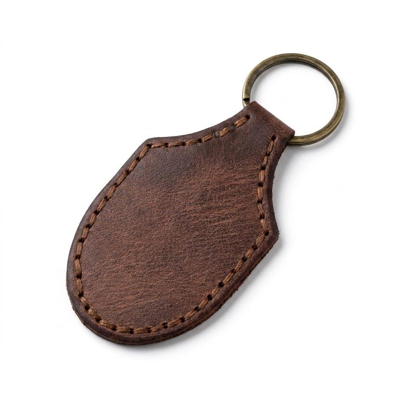 I Will Fear No Evil Leather Stitched Keychain — Christian Gift, Full-Grain Cowhide, Jordan Brown Bild 3