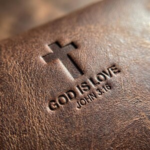 Full-Grain Leather Eyeglass Case — Christian Gift, Genuine Cowhide, Jordan Brown image 3