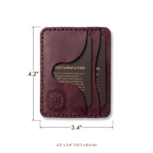 „Ich fürchte kein Böses“ – Leder-Kartenetui – Christliches Geschenk, Vollnarben-Rindsleder, Pfingstrot Bild 5