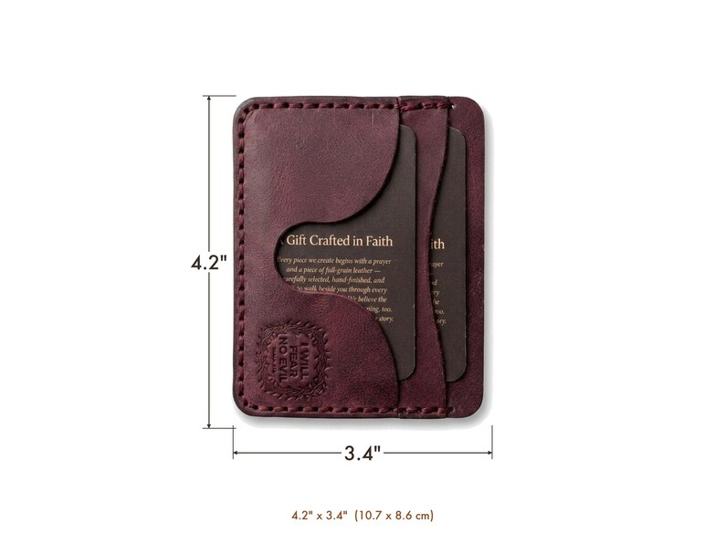„Ich fürchte kein Böses“ – Leder-Kartenetui – Christliches Geschenk, Vollnarben-Rindsleder, Pfingstrot Bild 5