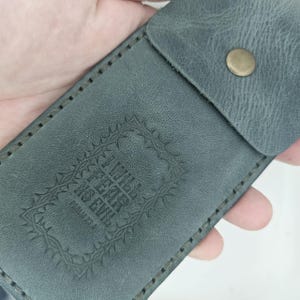 Full-Grain Leather Pen Sleeve – Psalm 23:4 Embossed, Eden Green Cowhide image 5