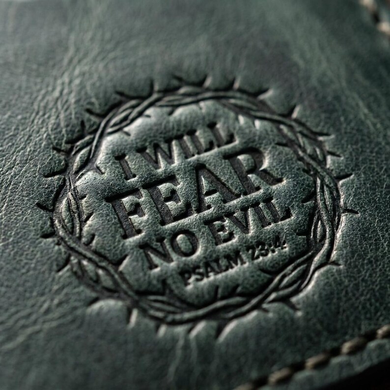 Full-Grain Leather Card Holder – Psalm 23:4 Snap Wallet image 3