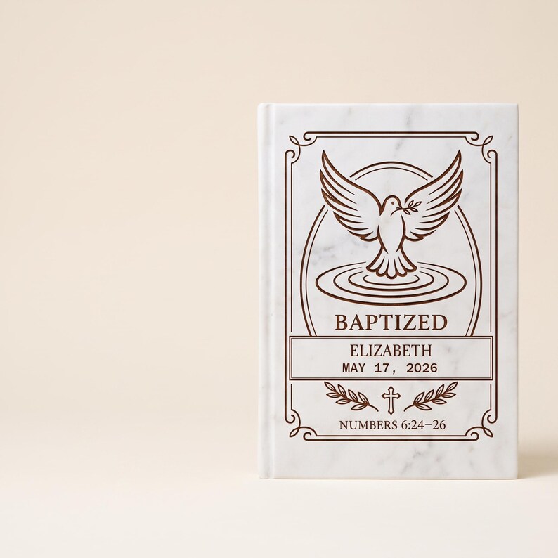 Baptized Dove Engraving Journal | Vegan Leather Personalized Baptism Journal image 4