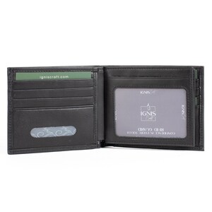 Billetera de cuero para hombre - Billetera delgada personalizada con opción de grabado - Billetera minimalista personalizada para regalo de cumpleaños número 40 / Essential Obsidian