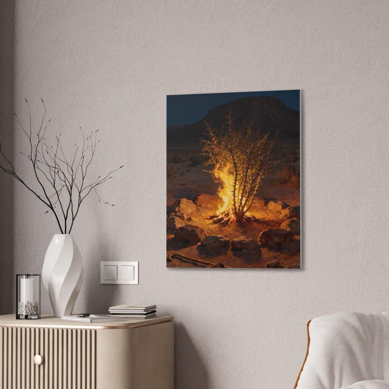 Cuadro de la Zarza Ardiente / Pintura del Lugar Sagrado de Éxodo 3:5, Arte Bíblico de Moisés, Regalo para la Llamada Cristiana imagen 12