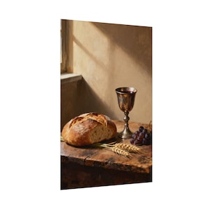 Bread and Cup Poster | Communion Wall Art, John 6:35 Bread of Life Print, First Communion Gift, Christian Kitchen Decor image 8